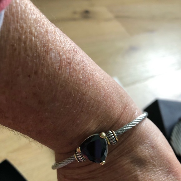 BRACELET/Gold & Silver /Plated/Black Stone/